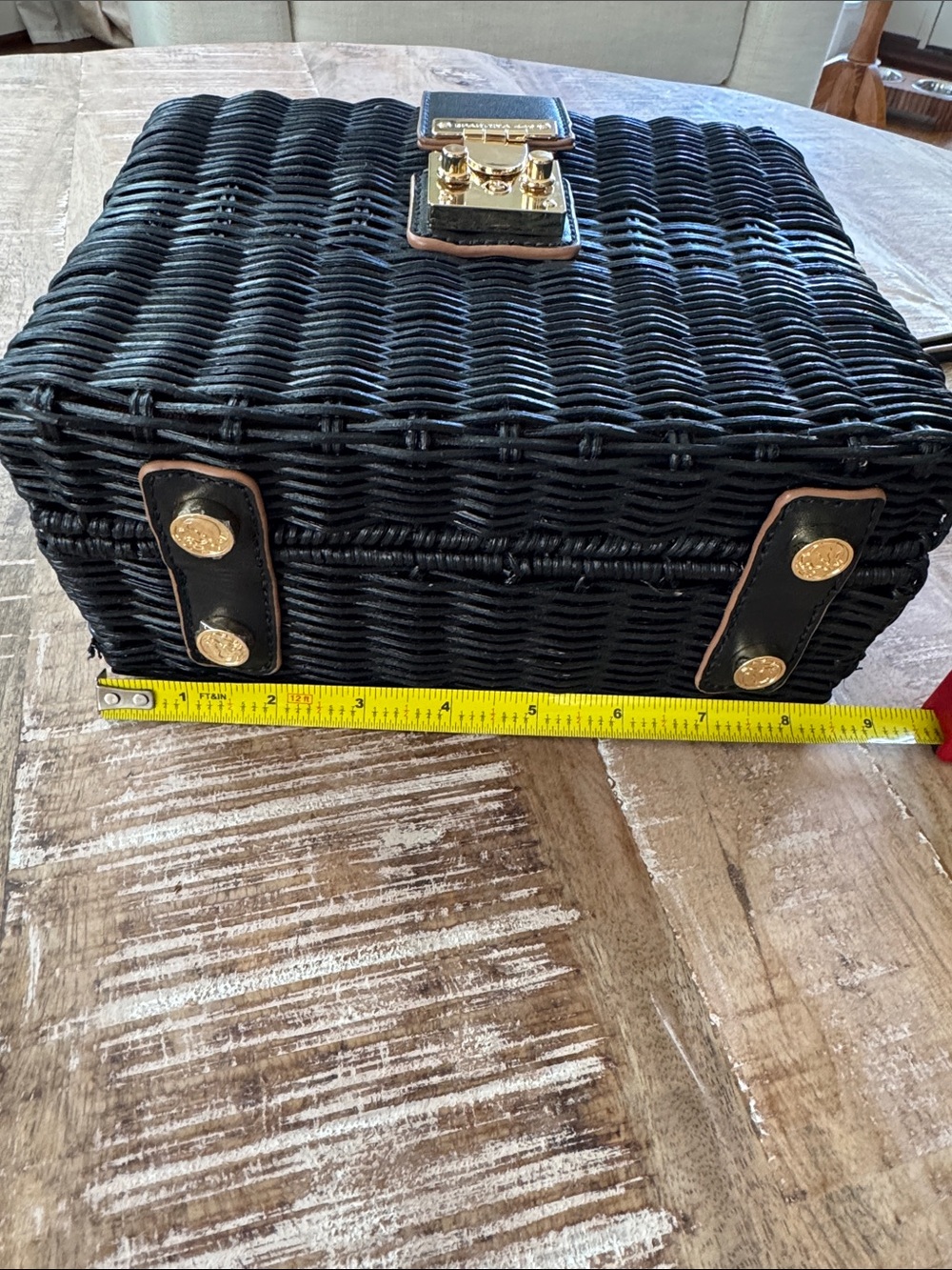 Spartina 449 Rattan Box Bag Black Crossbody Top Handle - Picture 14 of 14